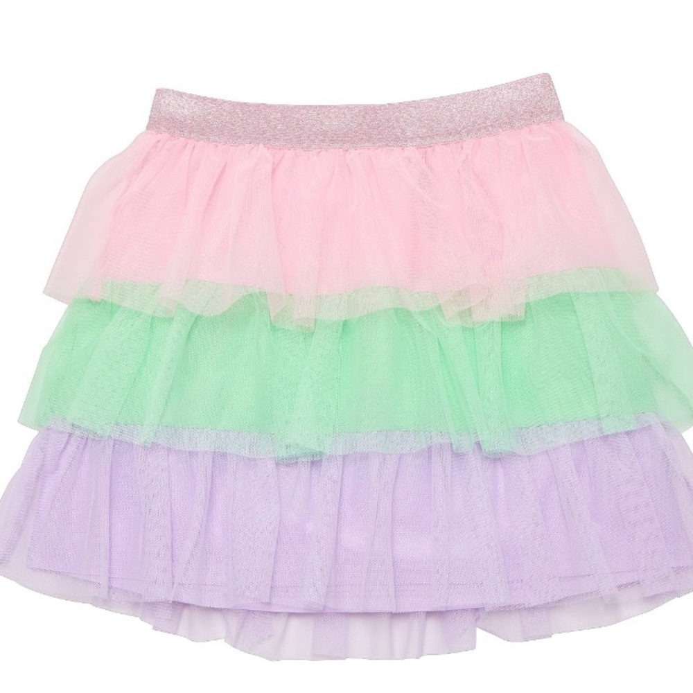 NWT Girls Easter Tutu Skirt XXL 18 Pastel Tiered Tulle Glitter Waist